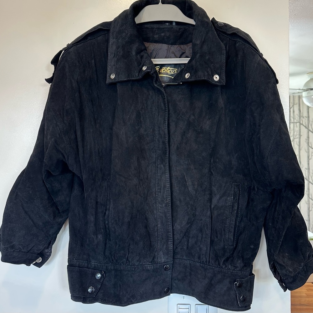 Roxciticus Women's Classic Black Suede Bomber Jacket